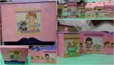 Kit de bebê feminino (porta fraldas + cesta + 3 potinhos)